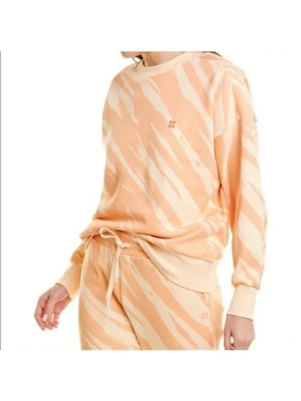 SWEATY Betty Essentials Orange Striped Sweatshirt Size Medium NEW
